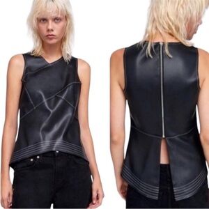 Zara Basic Faux Leather Sleeveless Top